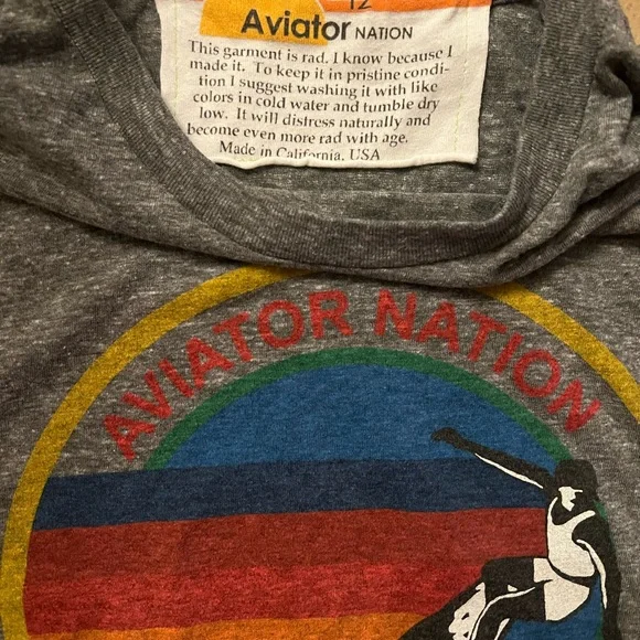 Aviator Nation Gray Tee with Rainbow Graphic - Picture 3 of 3
